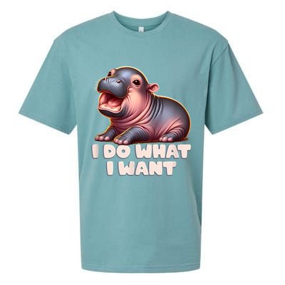 Cute Baby Hippo Moo Deng I Do What I Want Sueded Cloud Jersey T-Shirt