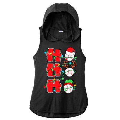 Christmas Baseball Ho Ho Ho Funny Xmas Sports Meaningful Gift Ladies PosiCharge Tri-Blend Wicking Draft Hoodie Tank