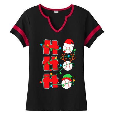 Christmas Baseball Ho Ho Ho Funny Xmas Sports Meaningful Gift Ladies Halftime Notch Neck Tee