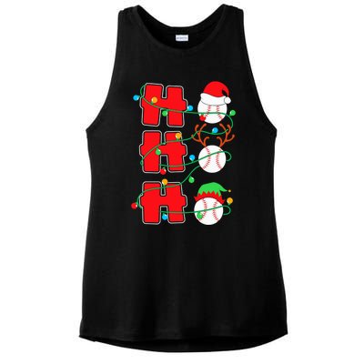 Christmas Baseball Ho Ho Ho Funny Xmas Sports Meaningful Gift Ladies PosiCharge Tri-Blend Wicking Tank