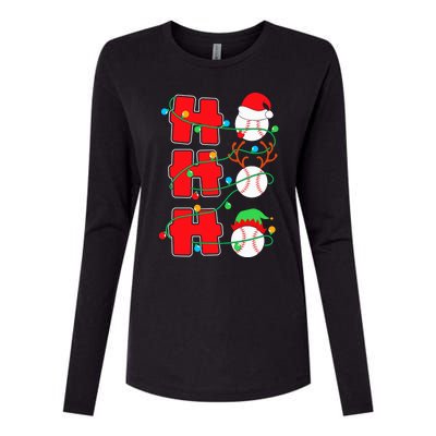 Christmas Baseball Ho Ho Ho Funny Xmas Sports Meaningful Gift Womens Cotton Relaxed Long Sleeve T-Shirt