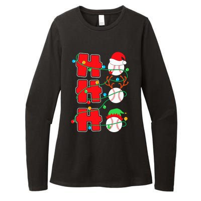 Christmas Baseball Ho Ho Ho Funny Xmas Sports Meaningful Gift Womens CVC Long Sleeve Shirt