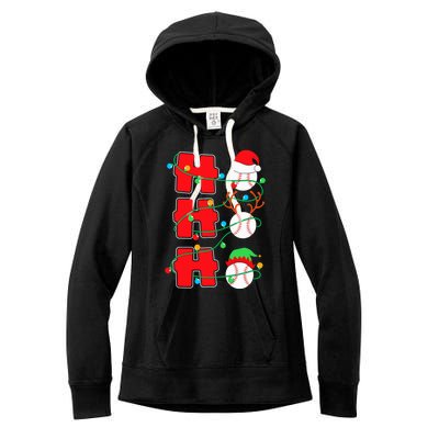 Christmas Baseball Ho Ho Ho Funny Xmas Sports Meaningful Gift Women's Fleece Hoodie