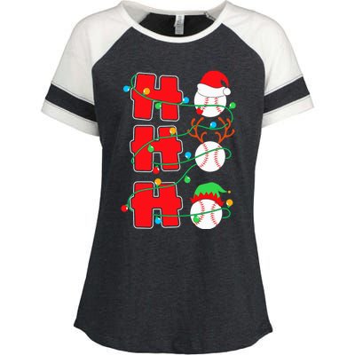 Christmas Baseball Ho Ho Ho Funny Xmas Sports Meaningful Gift Enza Ladies Jersey Colorblock Tee