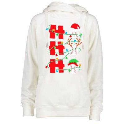 Christmas Baseball Ho Ho Ho Funny Xmas Sports Meaningful Gift Womens Funnel Neck Pullover Hood