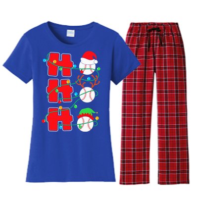 Christmas Baseball Ho Ho Ho Funny Xmas Sports Meaningful Gift Women's Flannel Pajama Set