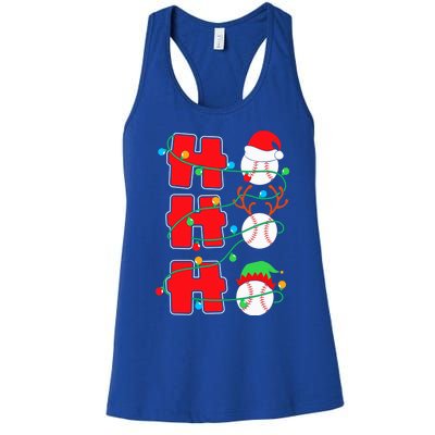 Christmas Baseball Ho Ho Ho Funny Xmas Sports Meaningful Gift Women's Racerback Tank