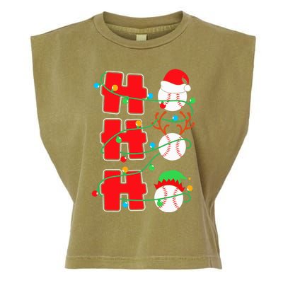 Christmas Baseball Ho Ho Ho Funny Xmas Sports Meaningful Gift Garment-Dyed Women's Muscle Tee