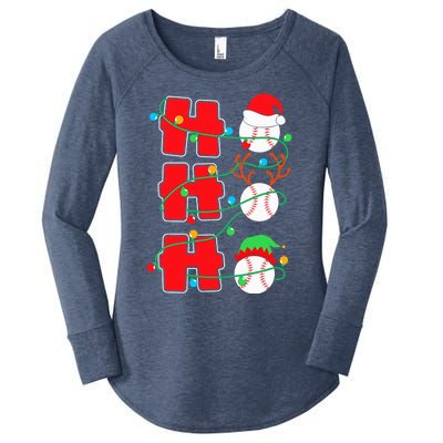 Christmas Baseball Ho Ho Ho Funny Xmas Sports Meaningful Gift Women's Perfect Tri Tunic Long Sleeve Shirt