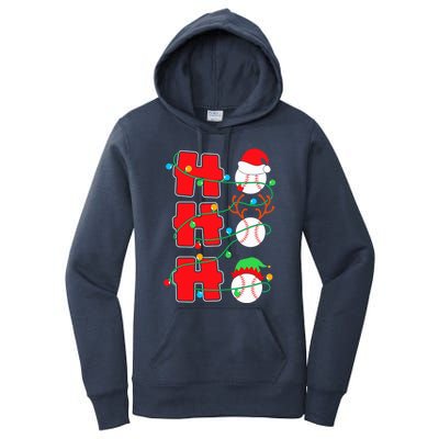 Christmas Baseball Ho Ho Ho Funny Xmas Sports Meaningful Gift Women's Pullover Hoodie