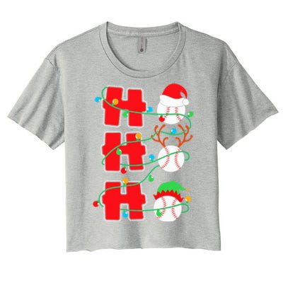 Christmas Baseball Ho Ho Ho Funny Xmas Sports Meaningful Gift Women's Crop Top Tee