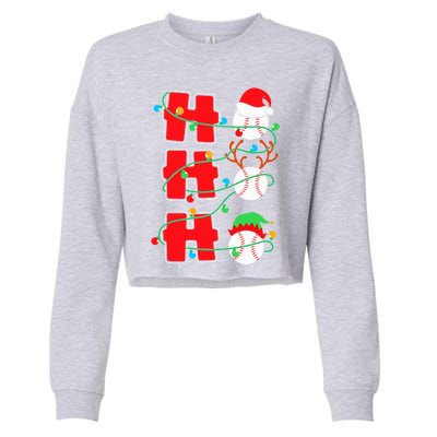 Christmas Baseball Ho Ho Ho Funny Xmas Sports Meaningful Gift Cropped Pullover Crew