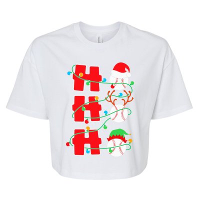 Christmas Baseball Ho Ho Ho Funny Xmas Sports Meaningful Gift Bella+Canvas Jersey Crop Tee