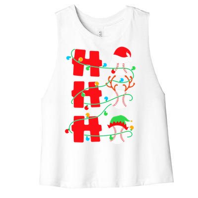 Christmas Baseball Ho Ho Ho Funny Xmas Sports Meaningful Gift Women's Racerback Cropped Tank