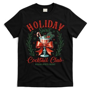 Coquette Bow Holiday Spirit Cocktail Club Christmas Party T-Shirt