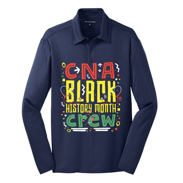 CNA Black History Month Nurse Crew African American Nursing Silk Touch Performance Long Sleeve Polo