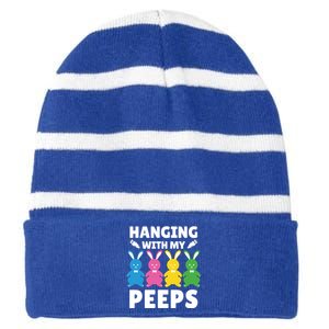 Cute Bunnies Hanging With My Peeps Cool Gift Striped Beanie with Solid Band