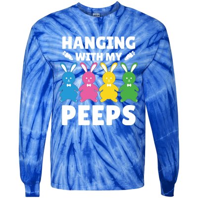 Cute Bunnies Hanging With My Peeps Cool Gift Tie-Dye Long Sleeve Shirt