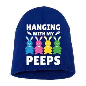 Cute Bunnies Hanging With My Peeps Cool Gift Short Acrylic Beanie