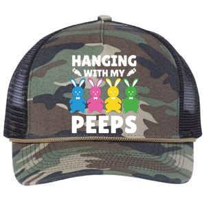 Cute Bunnies Hanging With My Peeps Cool Gift Retro Rope Trucker Hat Cap