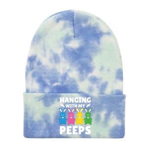 Cute Bunnies Hanging With My Peeps Cool Gift Tie Dye 12in Knit Beanie