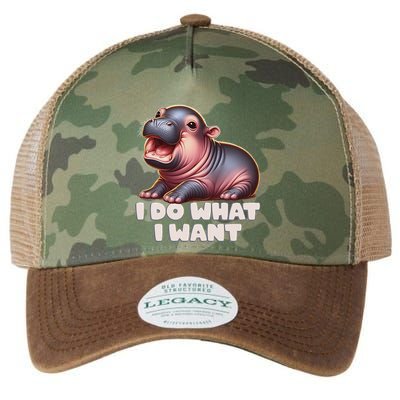 Cute Baby Hippo Moo Deng I Do What I Want Legacy Tie Dye Trucker Hat