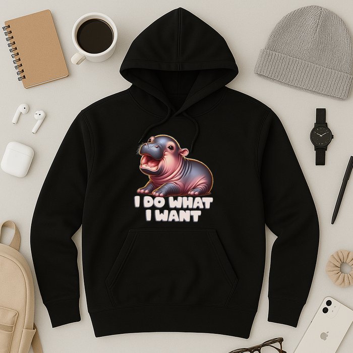 Cute Baby Hippo Moo Deng I Do What I Want Hoodie