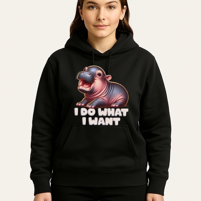 Cute Baby Hippo Moo Deng I Do What I Want Hoodie