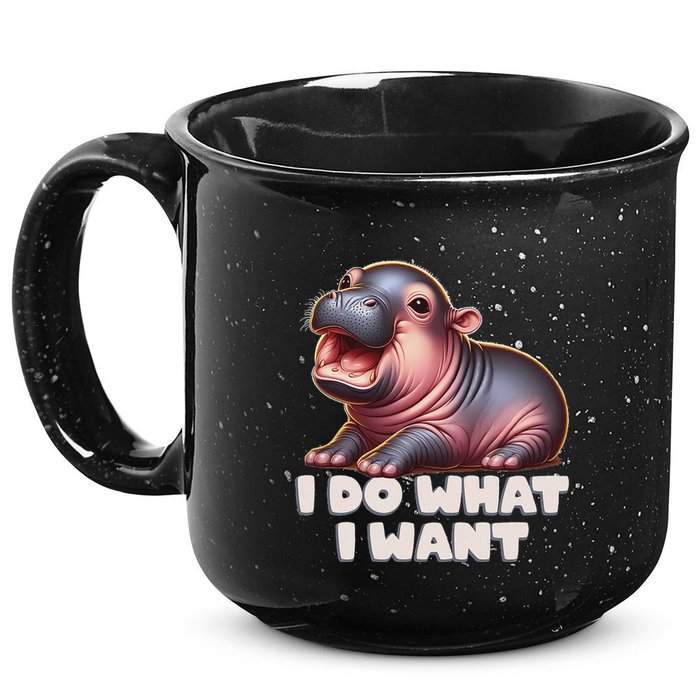 Cute Baby Hippo Moo Deng I Do What I Want 15oz Campfire Ceramic Mug
