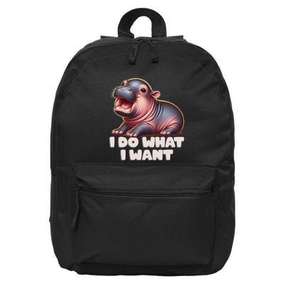 Cute Baby Hippo Moo Deng I Do What I Want 16 in Basic Backpack