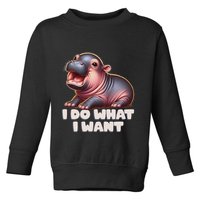 Cute Baby Hippo Moo Deng I Do What I Want Toddler Sweatshirt