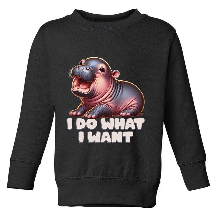 Cute Baby Hippo Moo Deng I Do What I Want Toddler Sweatshirt