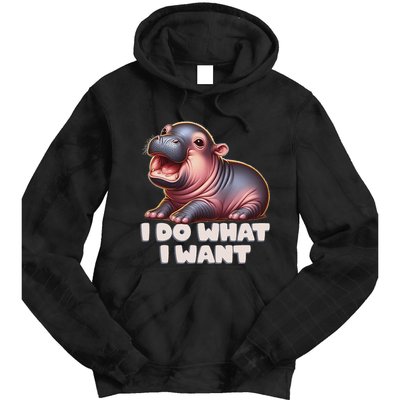 Cute Baby Hippo Moo Deng I Do What I Want Tie Dye Hoodie