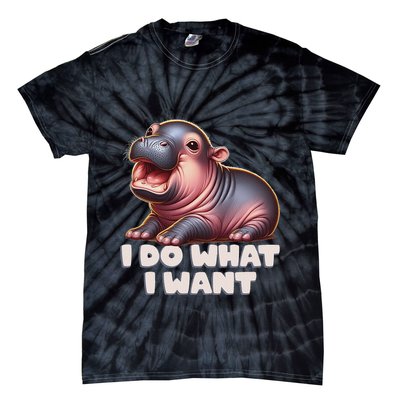 Cute Baby Hippo Moo Deng I Do What I Want Tie-Dye T-Shirt