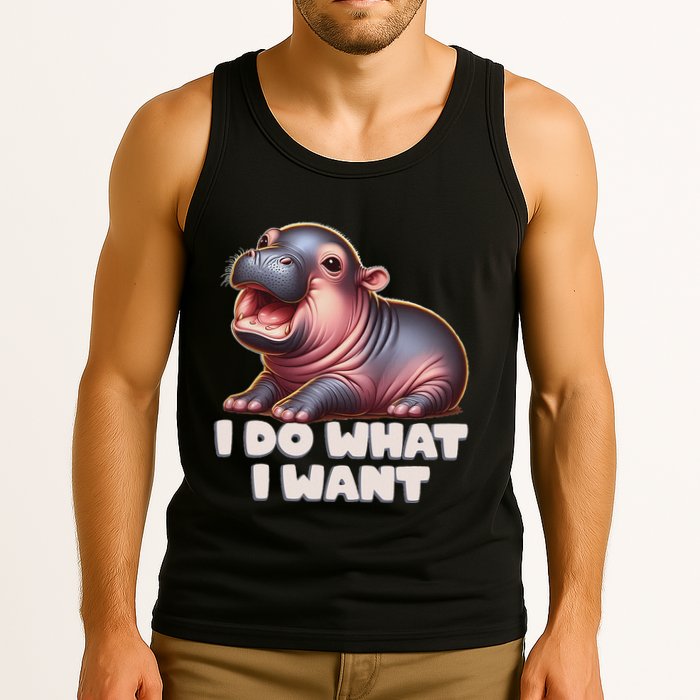 Cute Baby Hippo Moo Deng I Do What I Want Tank Top