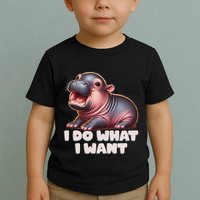 Cute Baby Hippo Moo Deng I Do What I Want Toddler T-Shirt