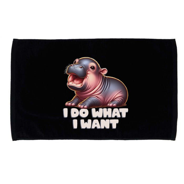 Cute Baby Hippo Moo Deng I Do What I Want Microfiber Hand Towel