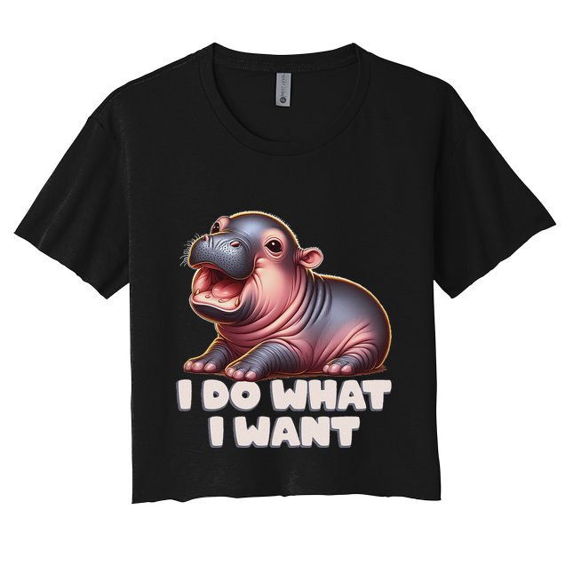 Cute Baby Hippo Moo Deng I Do What I Want Crop Top