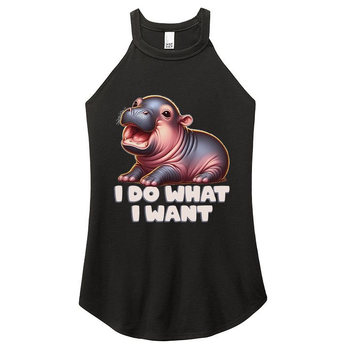Cute Baby Hippo Moo Deng I Do What I Want Women's Perfect Tri Rocker Tank