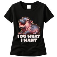 Cute Baby Hippo Moo Deng I Do What I Want Womens T-Shirt
