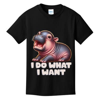 Cute Baby Hippo Moo Deng I Do What I Want Kids T-Shirt