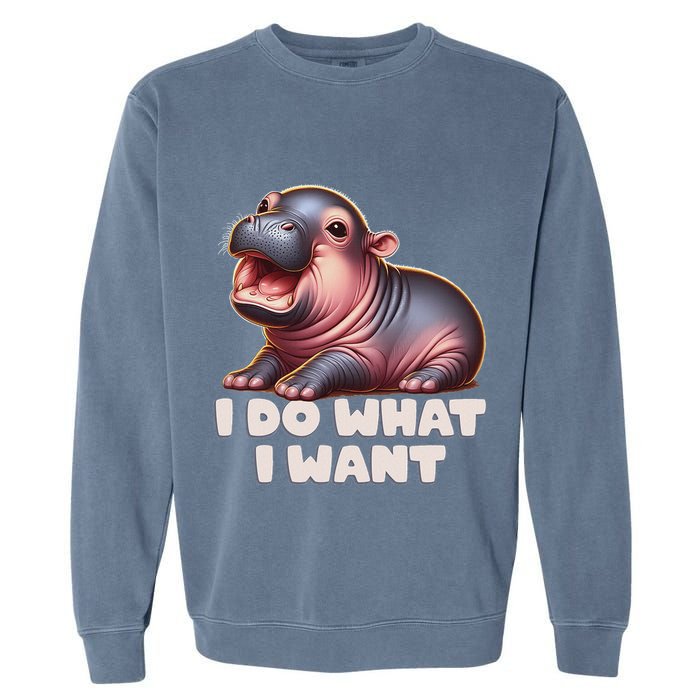 Cute Baby Hippo Moo Deng I Do What I Want Garment-Dyed Sweatshirt