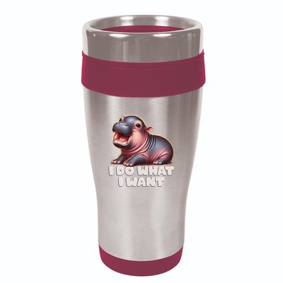 Cute Baby Hippo Moo Deng I Do What I Want 16oz Travel Tumbler