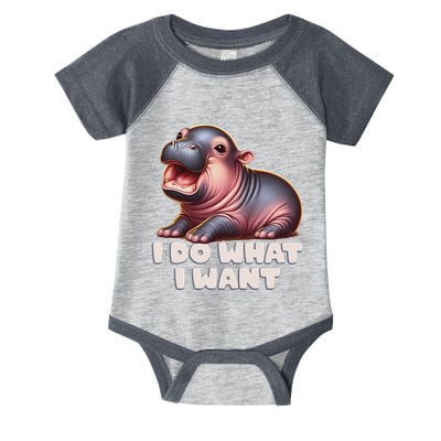Cute Baby Hippo Moo Deng I Do What I Want Infant Baby Jersey Bodysuit