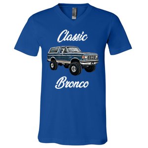 Classic Bronco Horse On Truck Lifted Square Body Offroad 4x4 Gift V-Neck T-Shirt