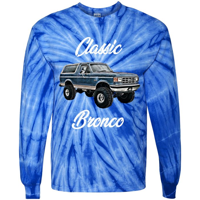 Classic Bronco Horse On Truck Lifted Square Body Offroad 4x4 Gift Tie-Dye Long Sleeve Shirt