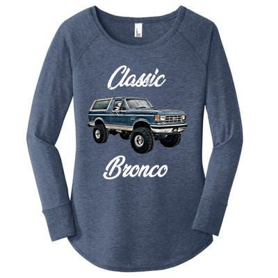 Classic Bronco Horse On Truck Lifted Square Body Offroad 4x4 Gift Women's Perfect Tri Tunic Long Sleeve Shirt