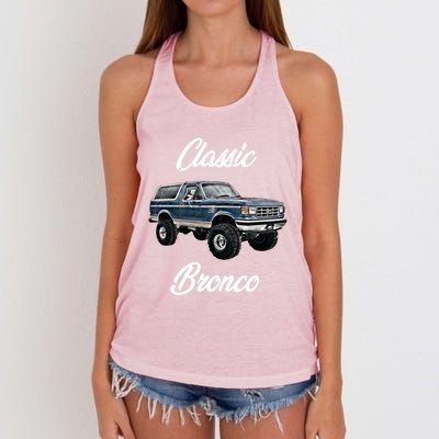 Classic Bronco Horse On Truck Lifted Square Body Offroad 4x4 Gift Women's Knotted Racerback Tank