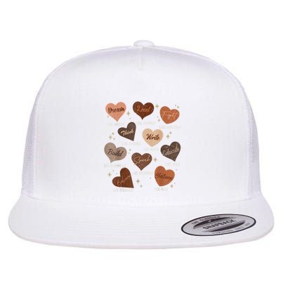 Celebrating Black History With Educated Leader Hearts Flat Bill Trucker Hat