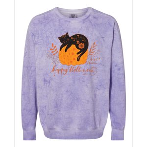 Cute Boho Halloween Black Cat Fall Pumpkin Colorblast Crewneck Sweatshirt